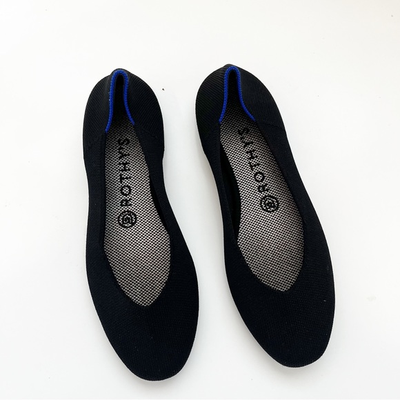 Rothy's The Flat Black Halo Round Toe Shoes  7.5 EU 38 Ballet Flat Slip On - Picture 4 of 4